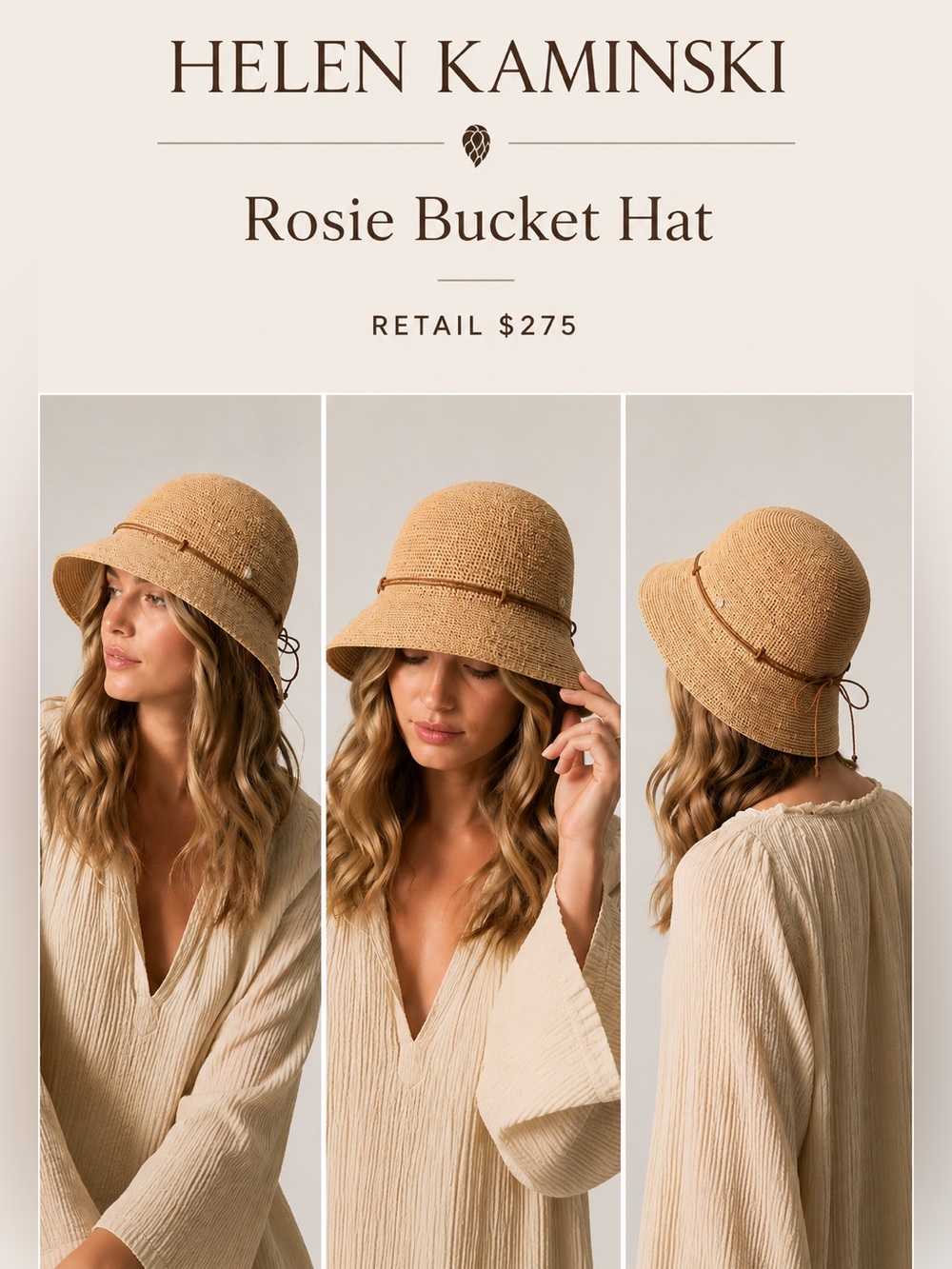 Helen Kaminski Rosie Raffia Bucket Hat Quiet Luxury Coastal Chic